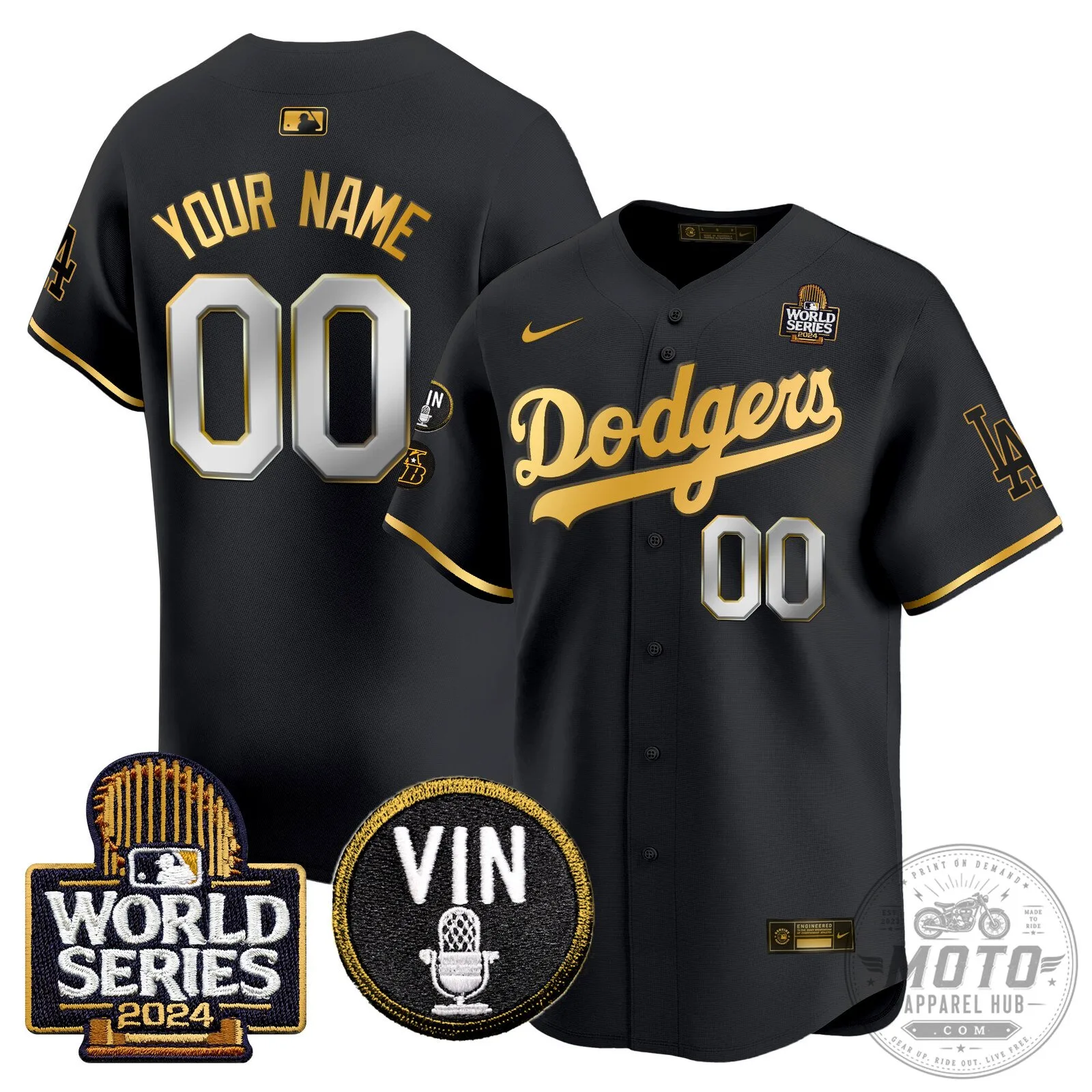 2024 World Series Gold Trim Jersey for Los Angeles Dodgers Baseball
