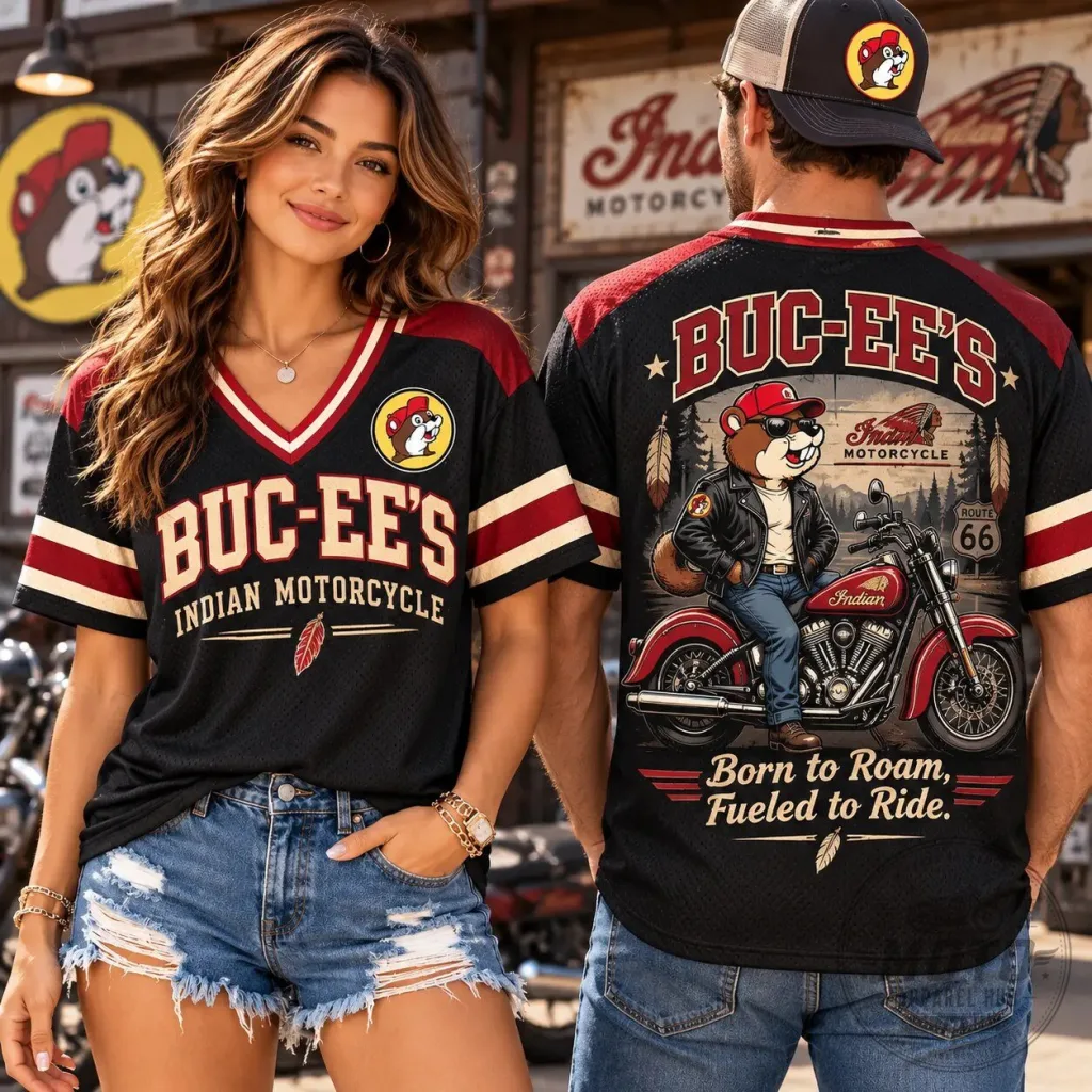 Buc-ee's Indian Motorcycle Born To Roam Fueled To Ride Baseball Jersey Buc-ee's Indian Motorcycle Born To Roam Fueled To Ride Baseball Jersey