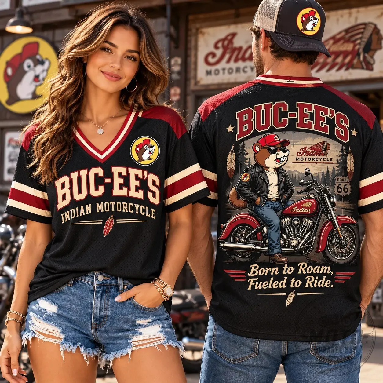 Buc-ee's Indian Motorcycle Born To Roam Fueled To Ride Baseball Jersey