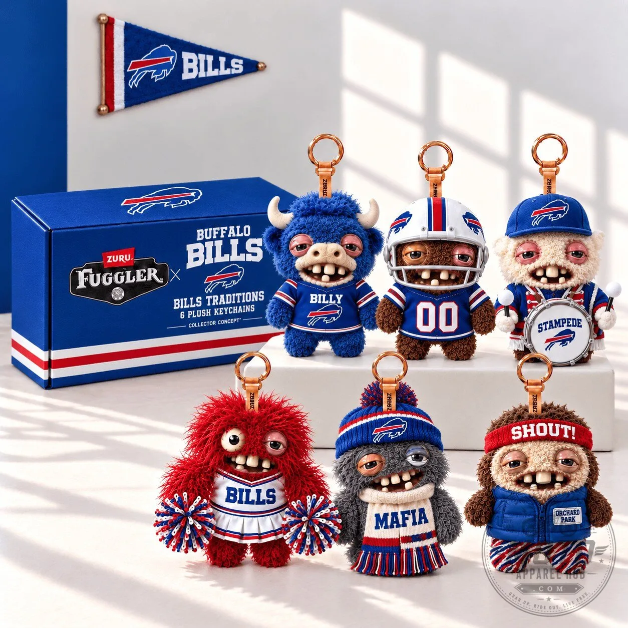 Buffalo Bills Traditions Fuggler Plush Keychain Collection Set