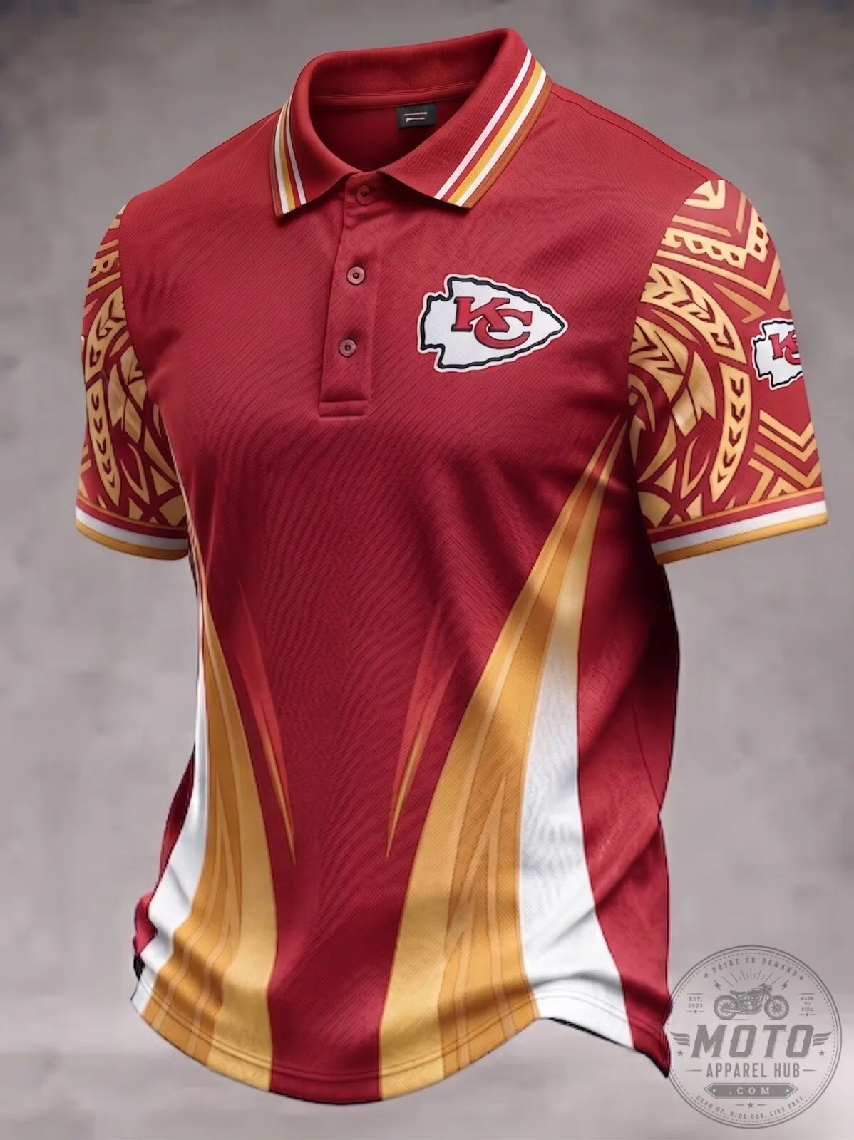 Kansas City Chiefs Polynesian Tribal Pattern Red Polo Shirt