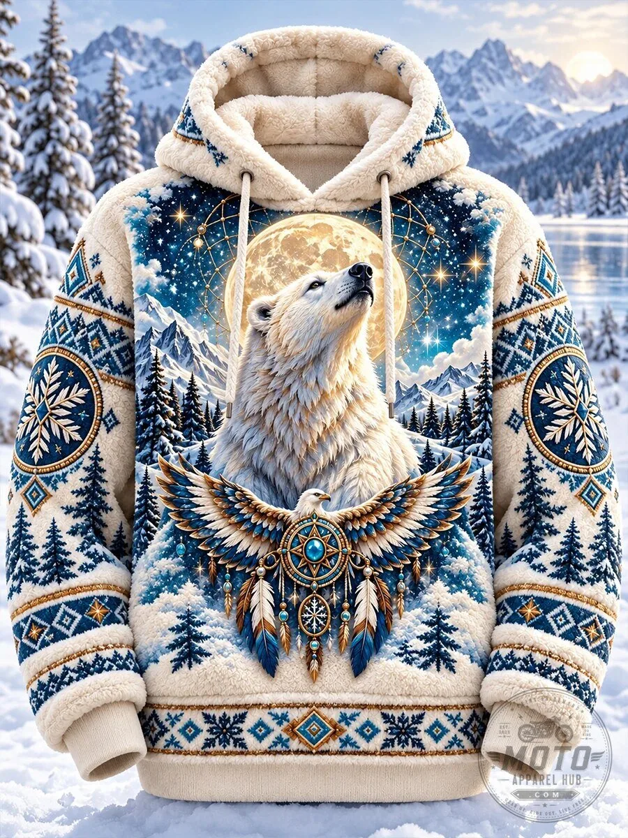 Polar Bear Dreamcatcher Winter Wonderland Full Moon Hoodie