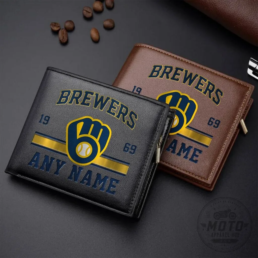 Milwaukee Brewers Personalized Leather Wallet