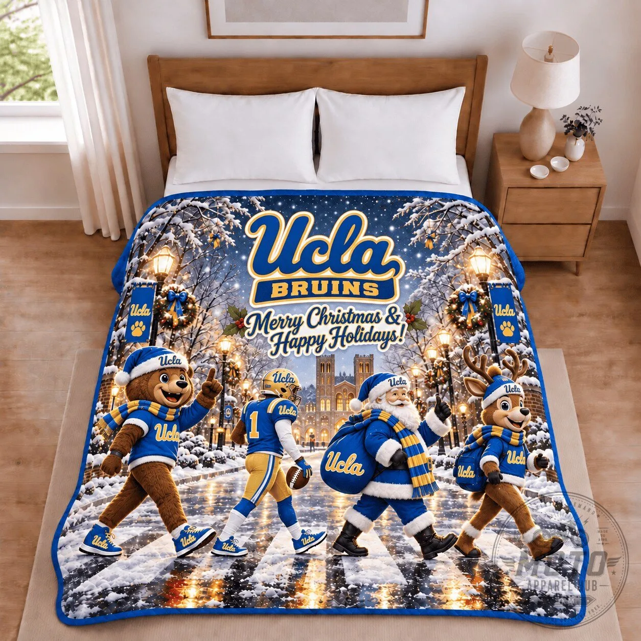 UCLA Bruins Christmas Football Holiday Blanket for Fans
