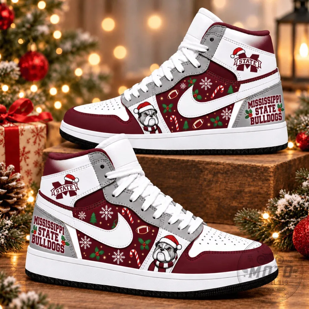 Mississippi State Bulldogs Christmas Holiday High Top Shoes Mississippi State Bulldogs Christmas Holiday High Top Shoes