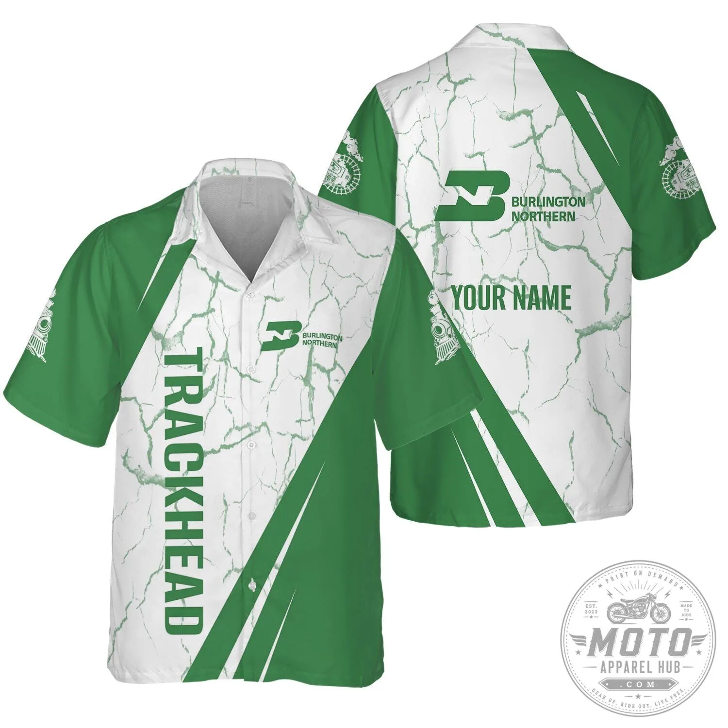 Burlington Northern Railroad Trackhead Personalized Hawaiian Shirt