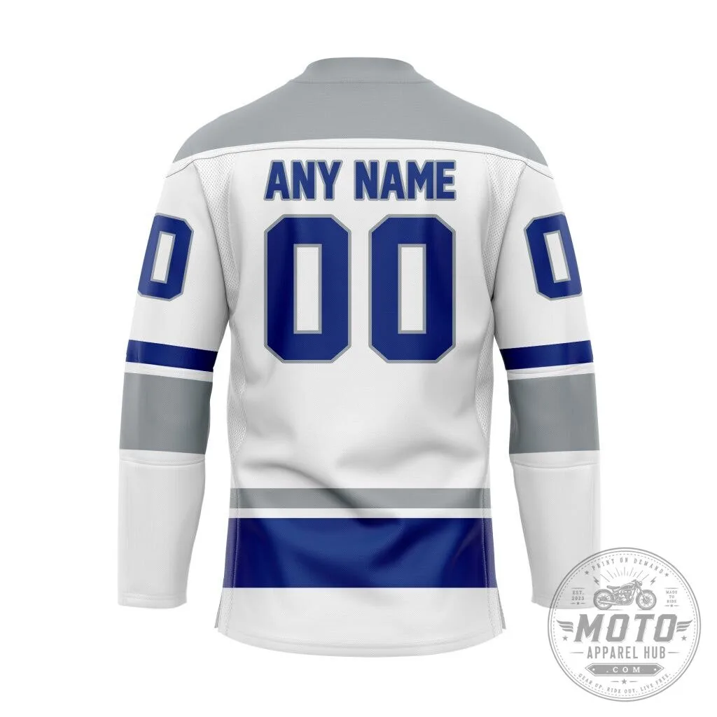 Sudbury Wolves Personalized White and Blue Hockey Jersey 7 Sudbury Wolves Personalized White and Blue Hockey Jersey