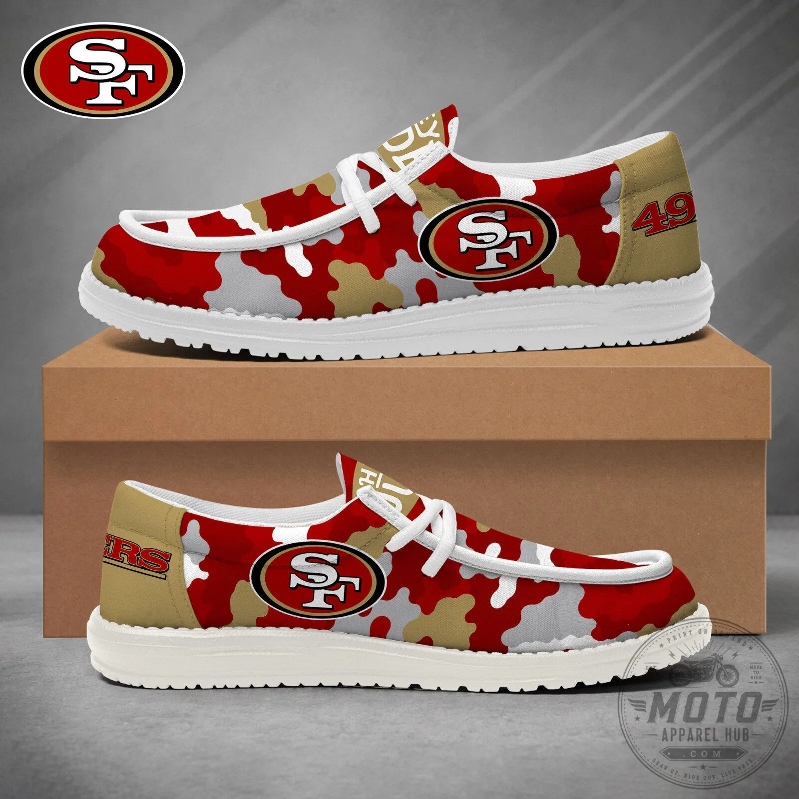 San Francisco 49ers Camouflage Pattern Loafer Shoes for Game Day