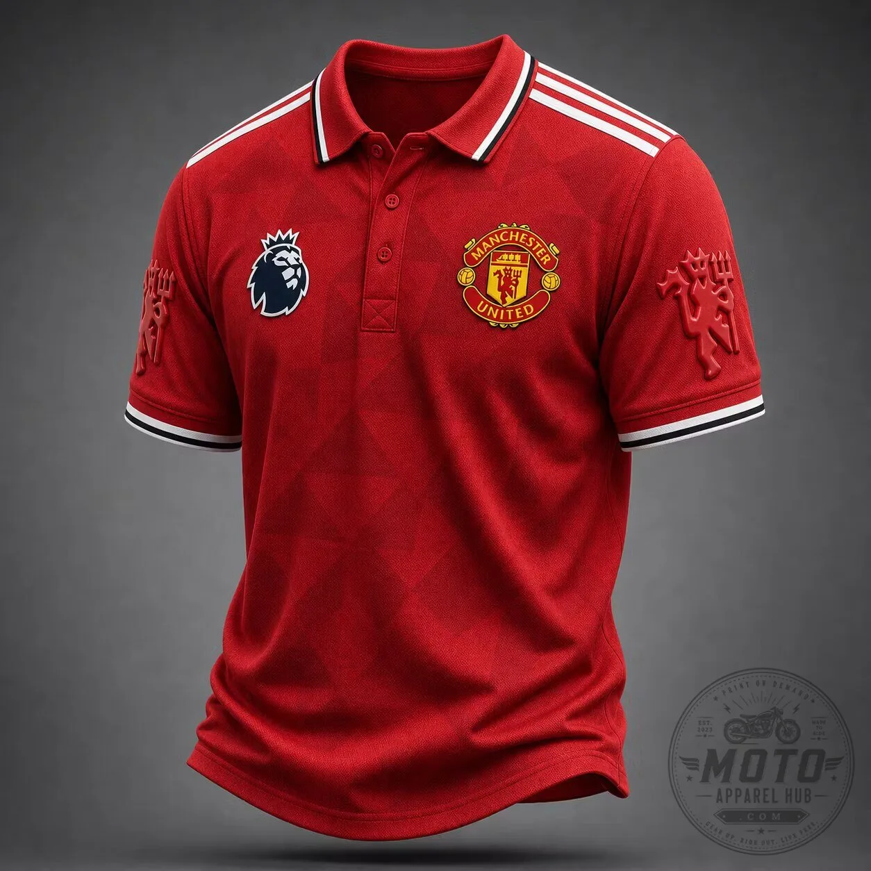 Manchester United Football Club Red Polo Shirt with Premier League Logo