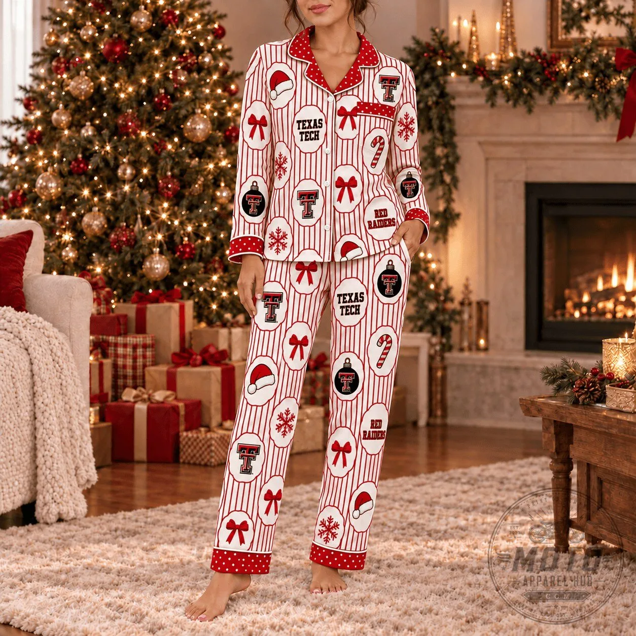 Texas Tech Red Raiders Christmas Holiday Pajamas Set