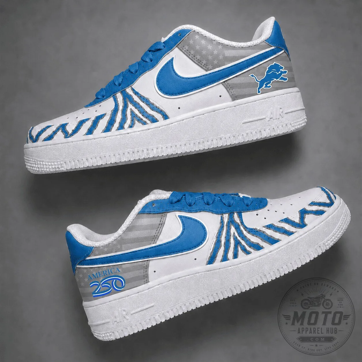 Detroit Lions NFL 250 Years Of America Freedom Custom Sneakers Shoes