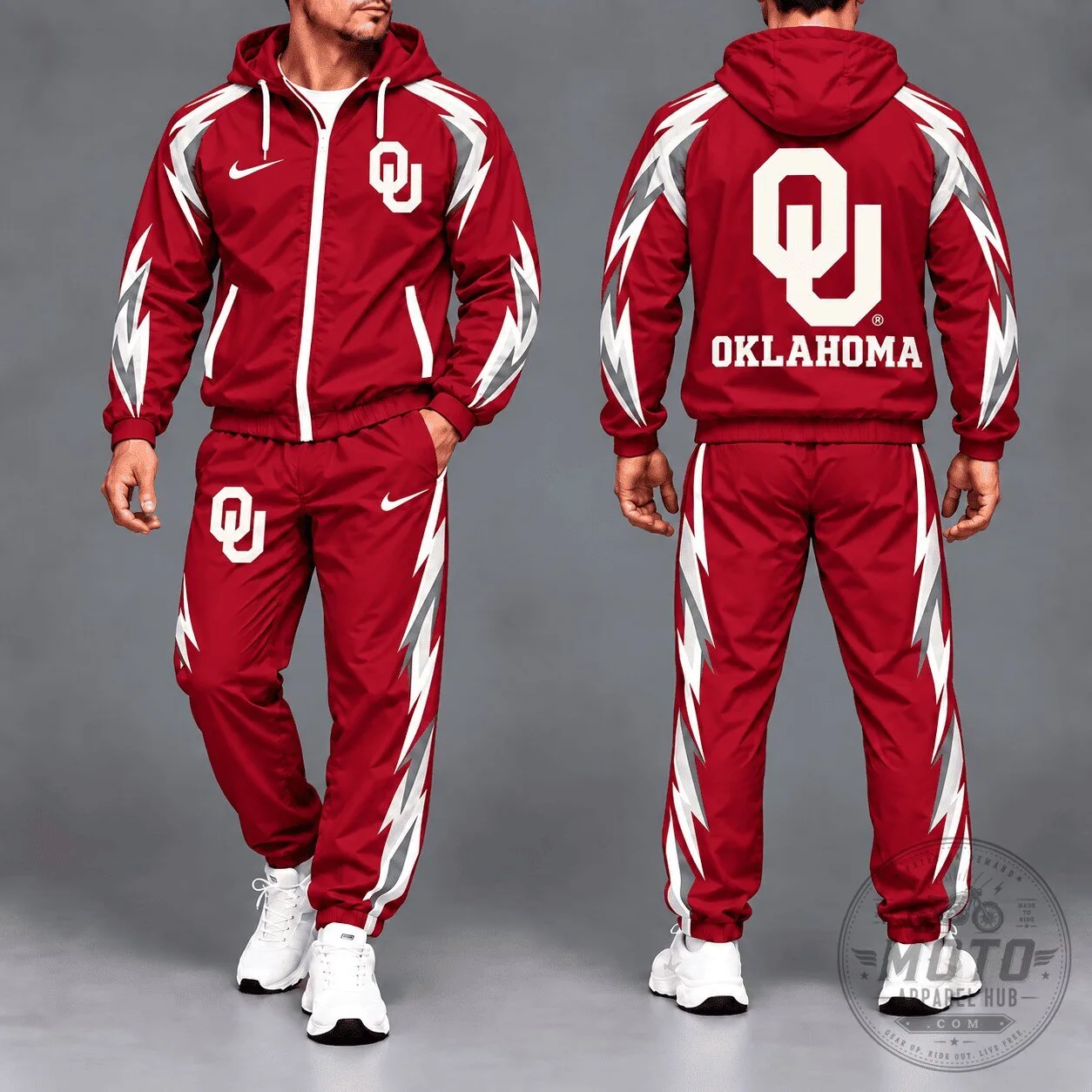 Oklahoma Sooners NCAA Elevate Performance Full-Zip Hooded Jacket Tracksuit