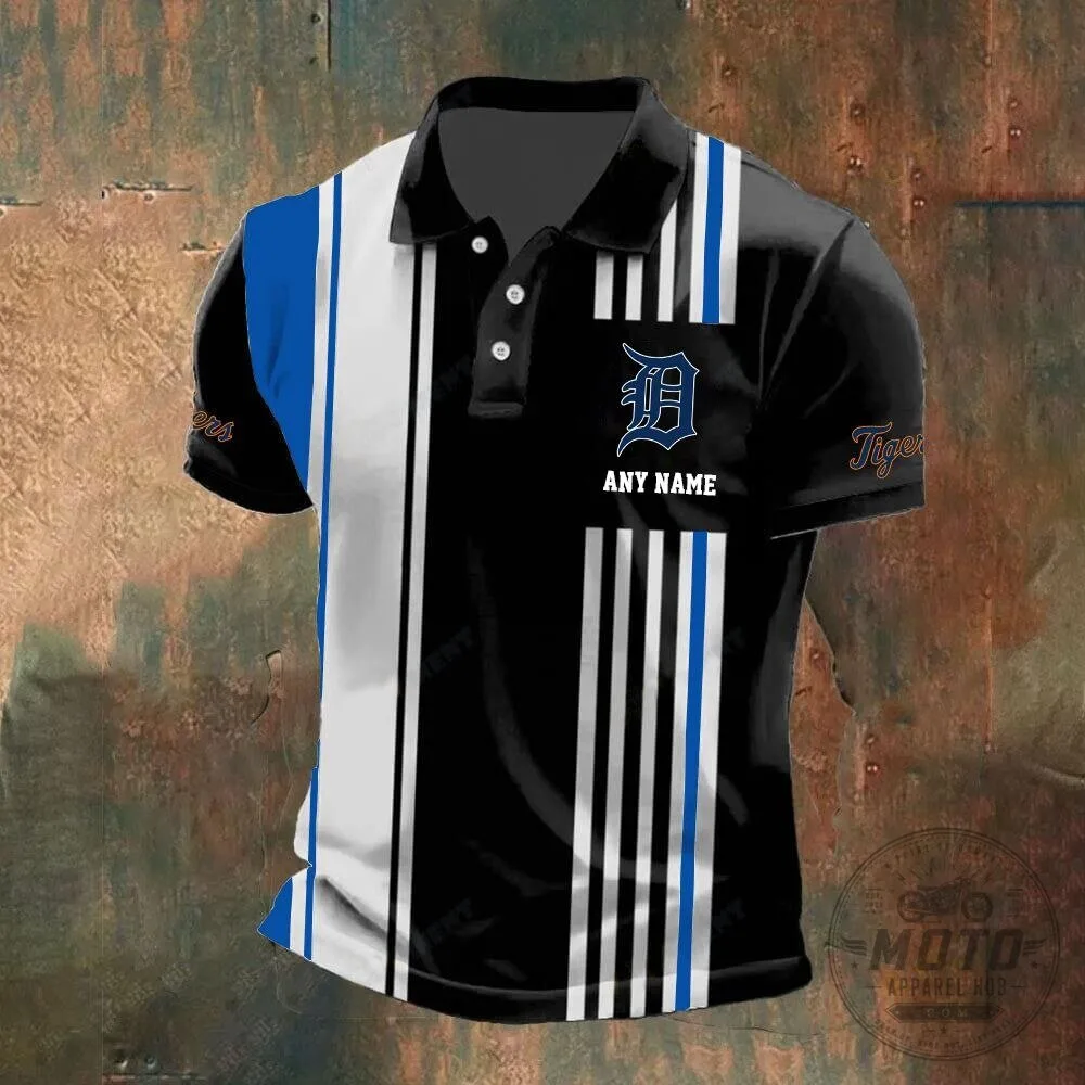 Detroit Tigers Personalized Name Vertical Stripes Black and White Polo Shirt 12 Detroit Tigers Personalized Name Vertical Stripes Black and White Polo Shirt