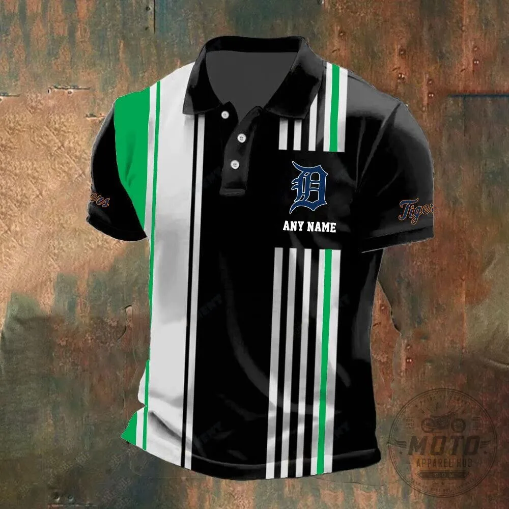 Detroit Tigers Personalized Name Vertical Stripes Black and White Polo Shirt 13 Detroit Tigers Personalized Name Vertical Stripes Black and White Polo Shirt