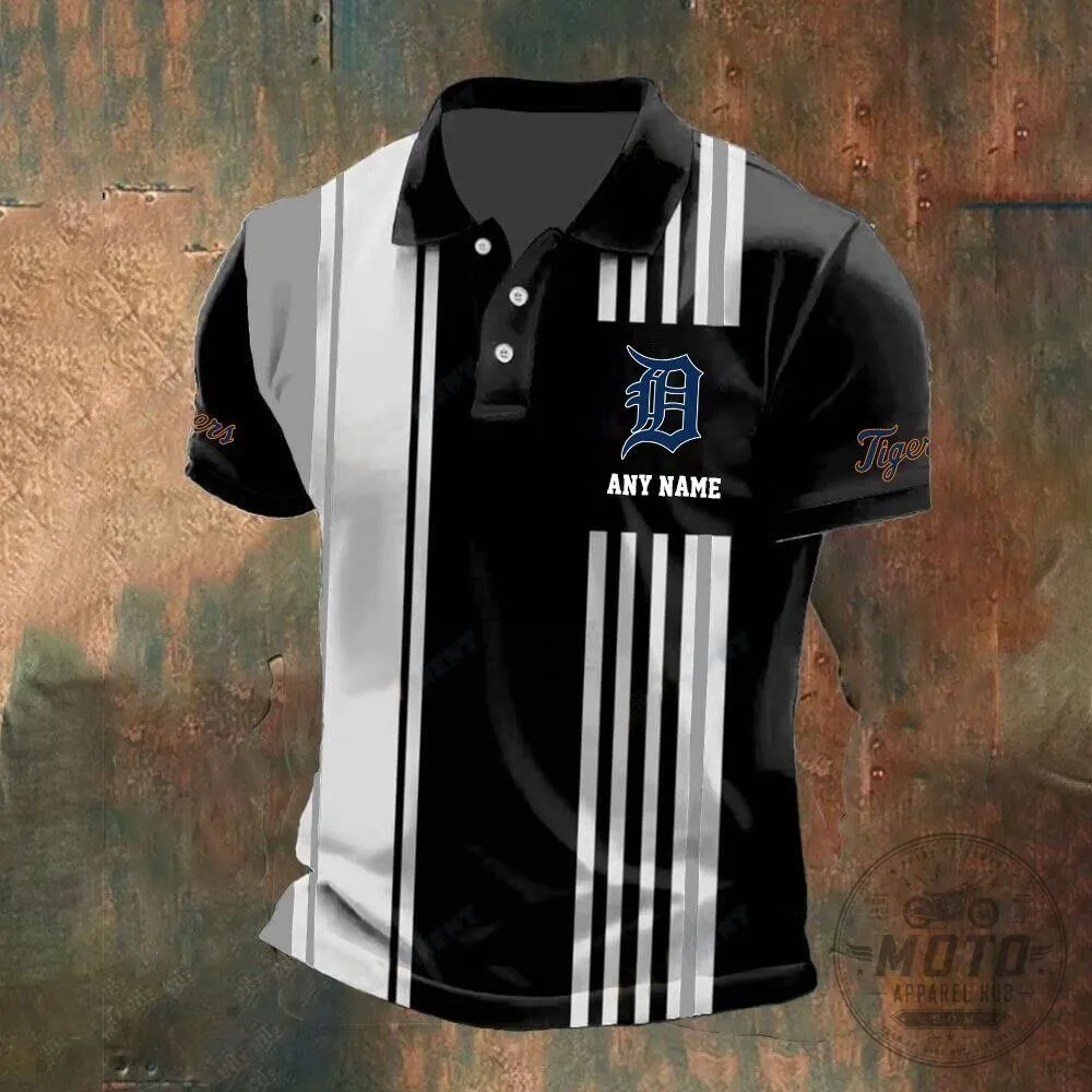 Detroit Tigers Personalized Name Vertical Stripes Black and White Polo Shirt 14 Detroit Tigers Personalized Name Vertical Stripes Black and White Polo Shirt