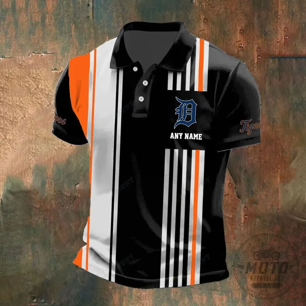 Detroit Tigers Personalized Name Vertical Stripes Black and White Polo Shirt 15 Detroit Tigers Personalized Name Vertical Stripes Black and White Polo Shirt