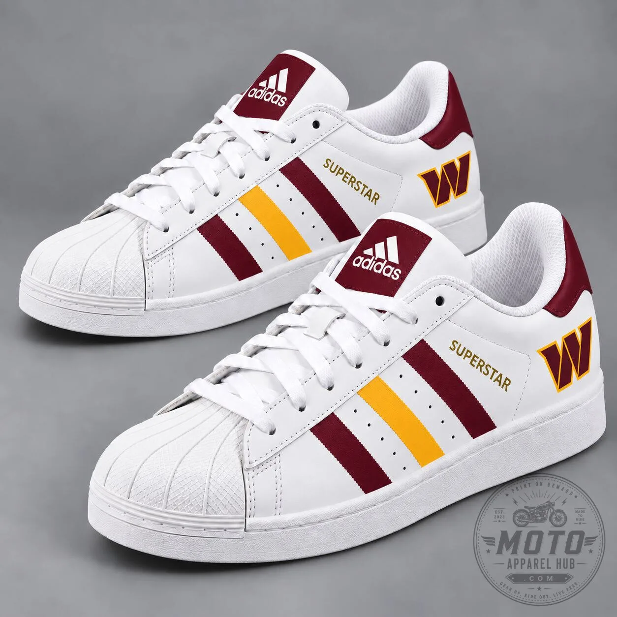 Washington Commanders NFL Team Logo Superstar Adidas Sneakers Shoes