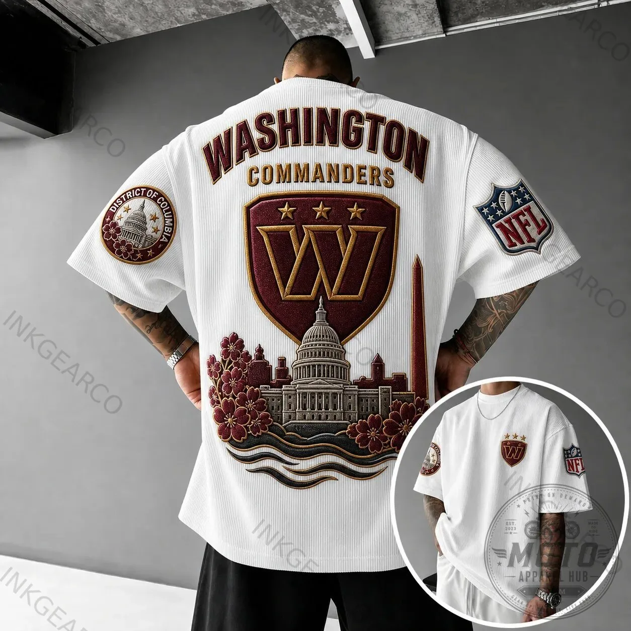 Washington Commanders NFL Football Team Emblem White Short-Sleeve T-Shirt