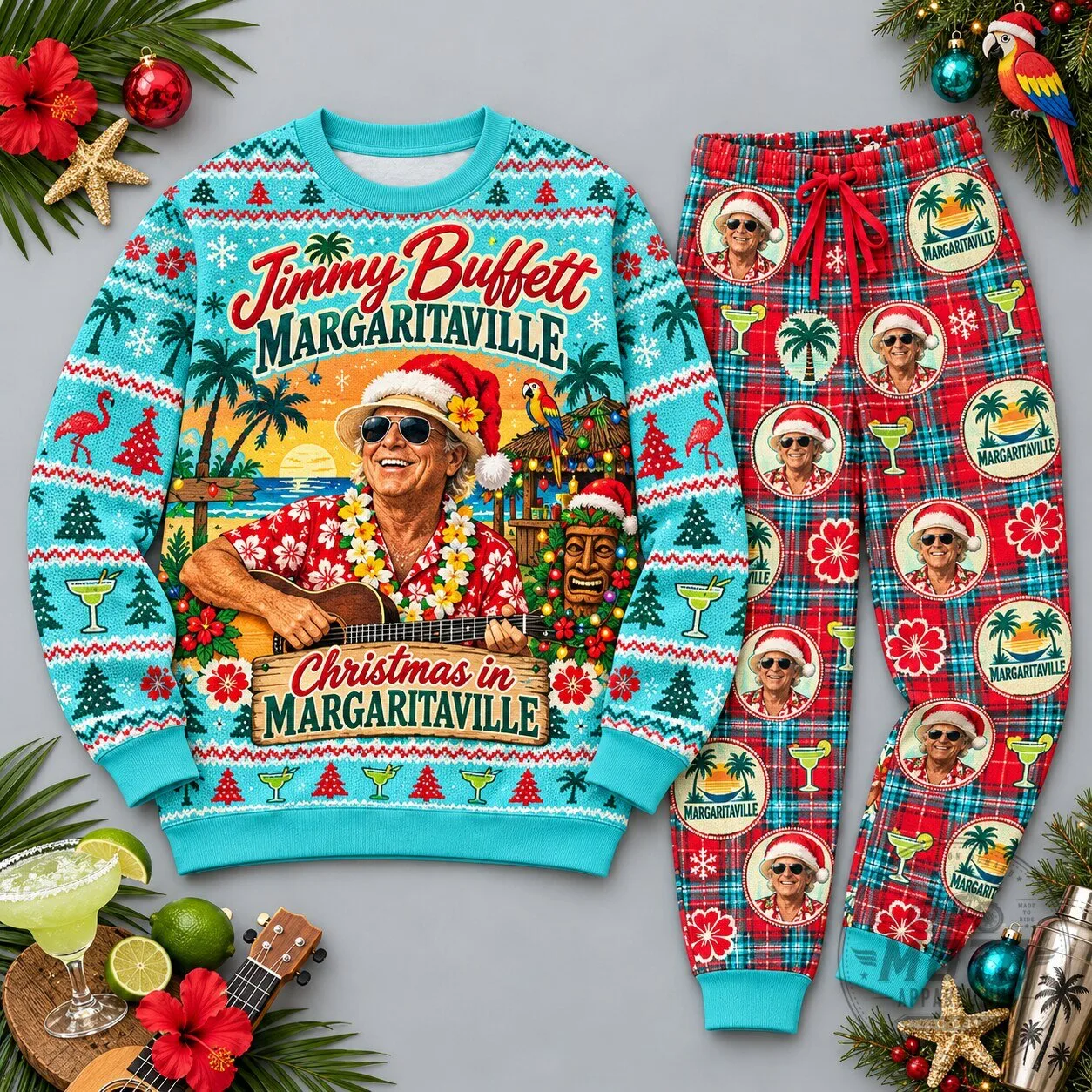 Jimmy Buffett Margaritaville Christmas In Margaritaville Holiday Pajamas Set