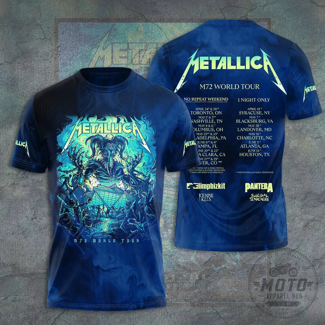 Metallica M72 World Tour Concert Dates Band Graphic T-Shirt