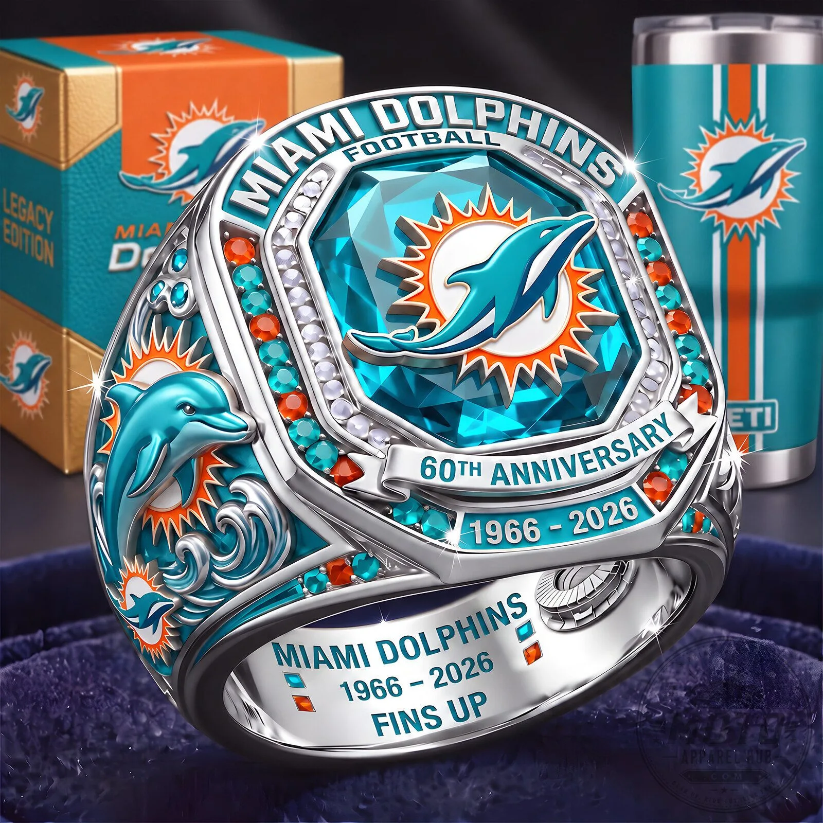 Miami Dolphins Football 60th Anniversary Commemorative Ring