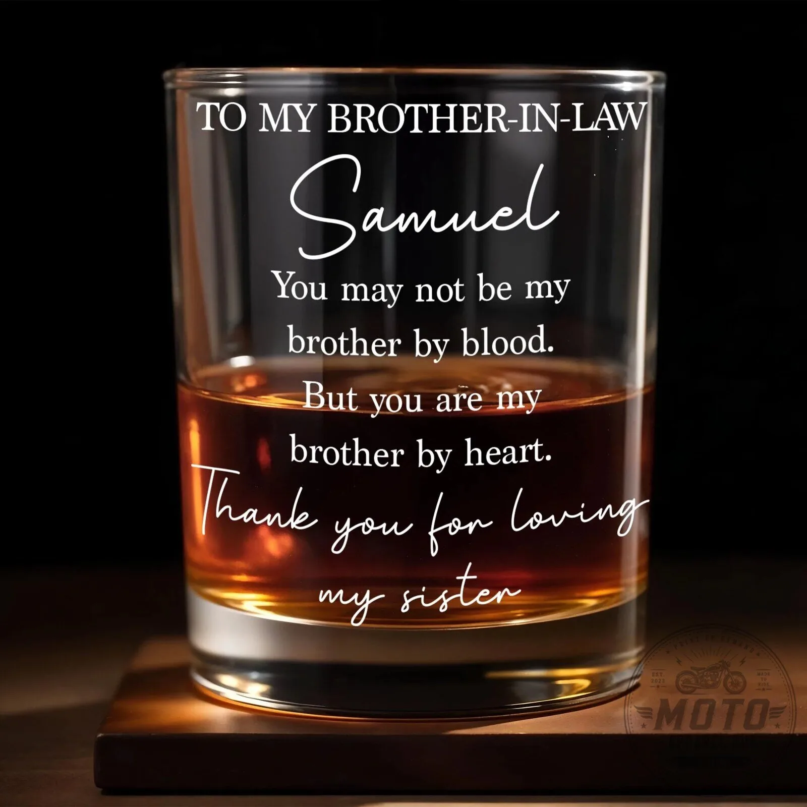 Personalized Brother-in-Law Whiskey Glass, Gift for Brother by Heart and Sister's Husband