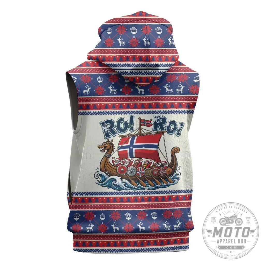 Norway Christmas Viking Ship Ro Ro Santa Claus Sleeveless Zip Hoodie 9 Norway Christmas Viking Ship Ro Ro Santa Claus Sleeveless Zip Hoodie
