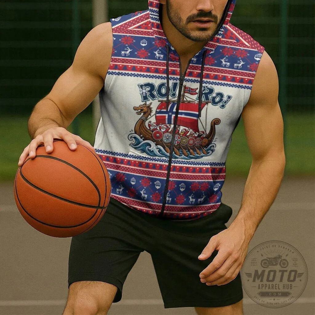 Norway Christmas Viking Ship Ro Ro Santa Claus Sleeveless Zip Hoodie 11 Norway Christmas Viking Ship Ro Ro Santa Claus Sleeveless Zip Hoodie
