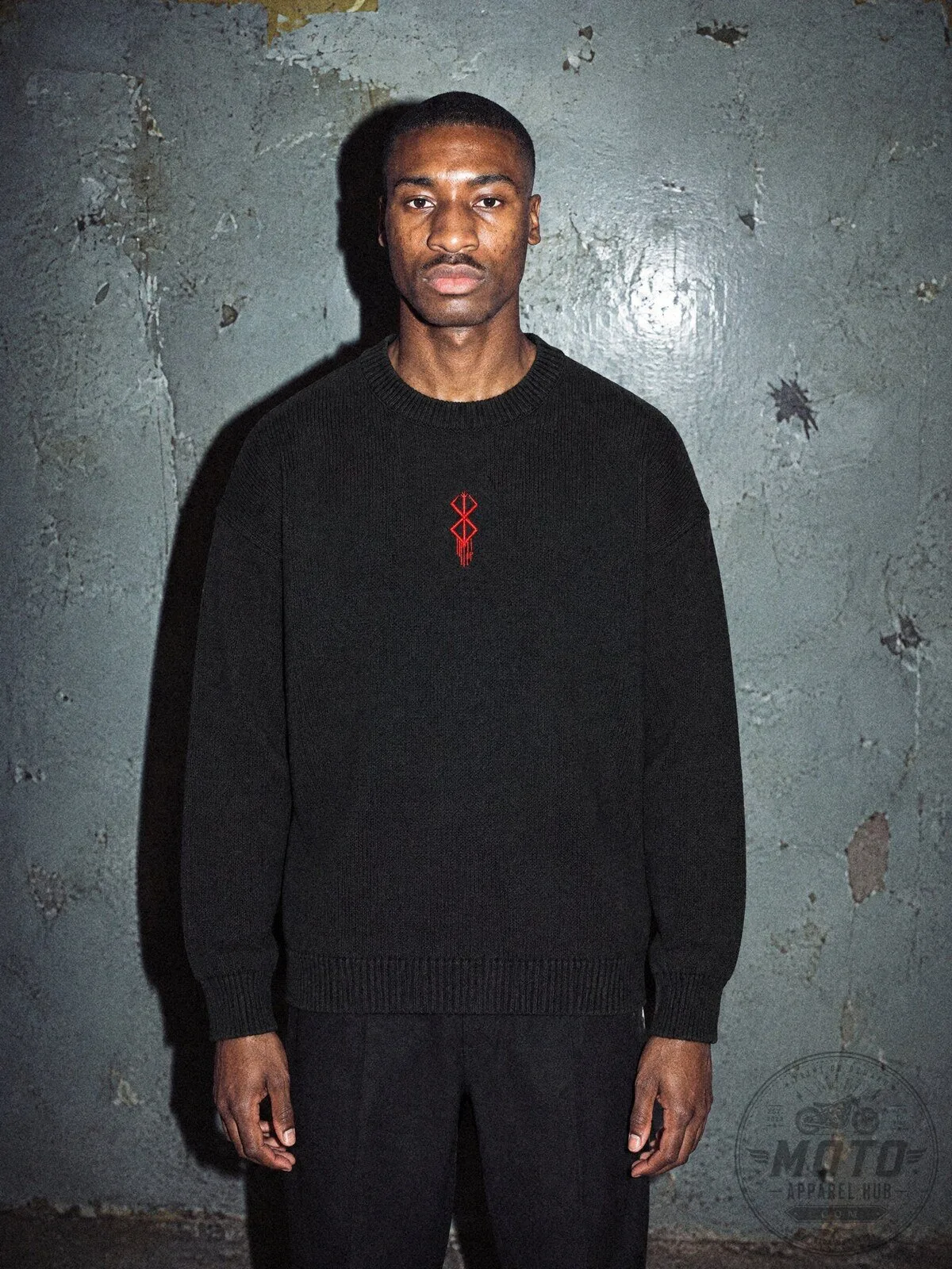 Berserk Brand of Sacrifice Embroidered Black Knitted Sweater