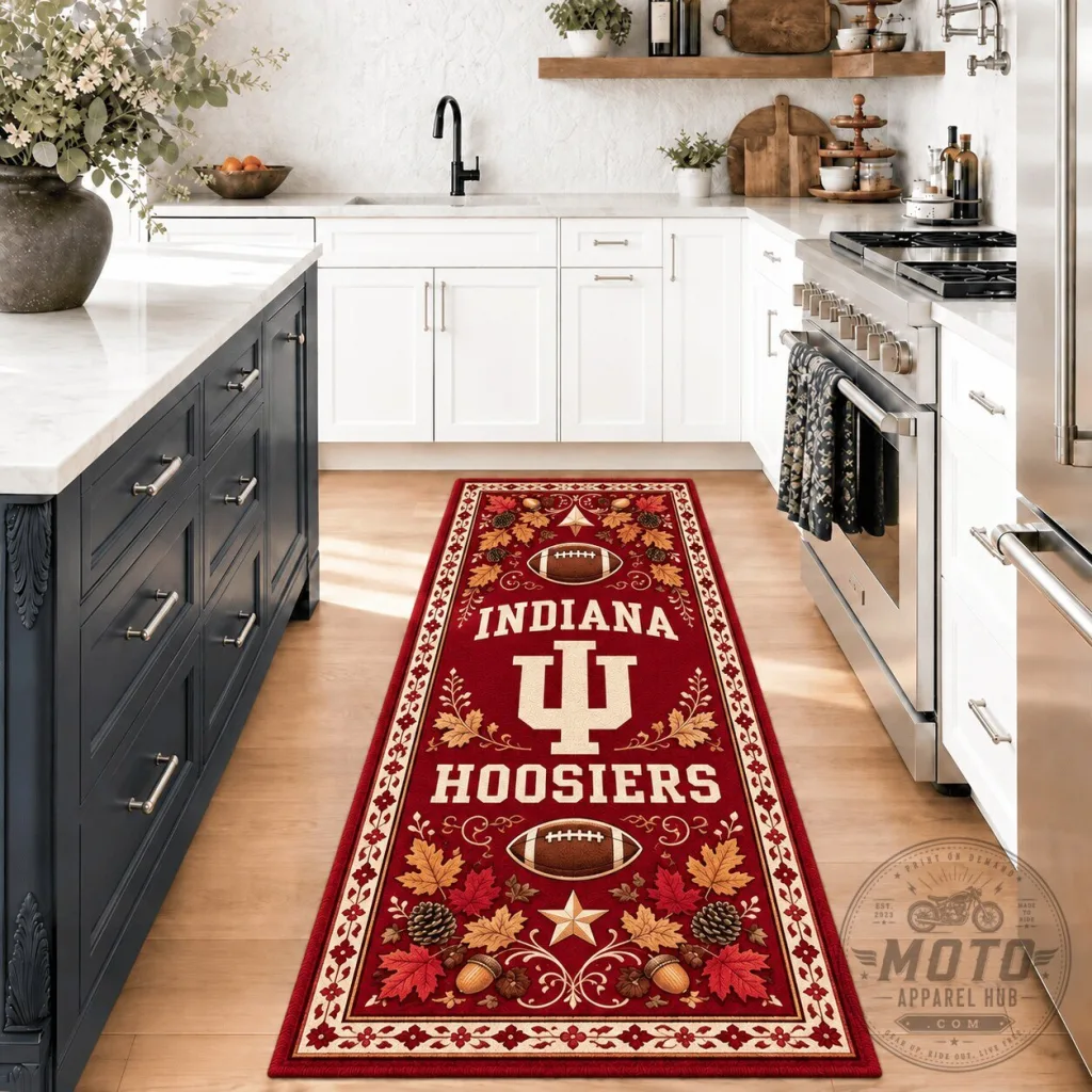 Indiana Hoosiers Football Fall Leaves Kitchen Runner Rug Indiana Hoosiers Football Fall Leaves Kitchen Runner Rug