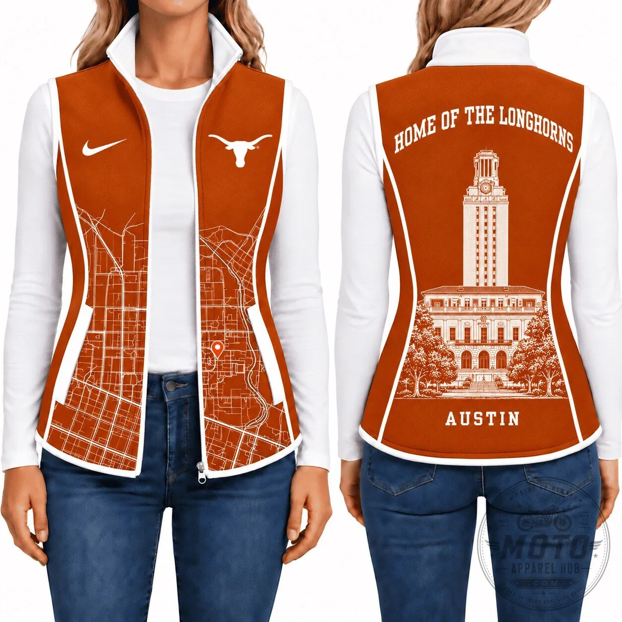 Texas Longhorns University of Texas Austin Womens Fleece Jacket Vest