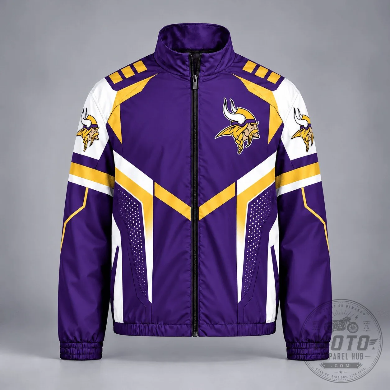 Minnesota Vikings NFL Football Team Purple and Gold Apex Velocity Zip Jacket
