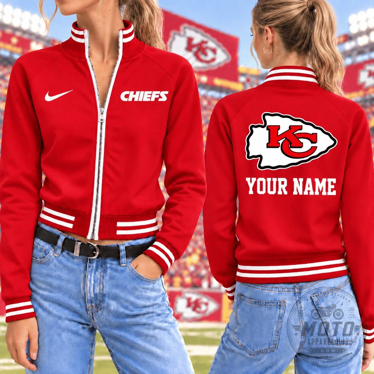 Kansas City Chiefs Custom Name and Number Red Bomber Jacket