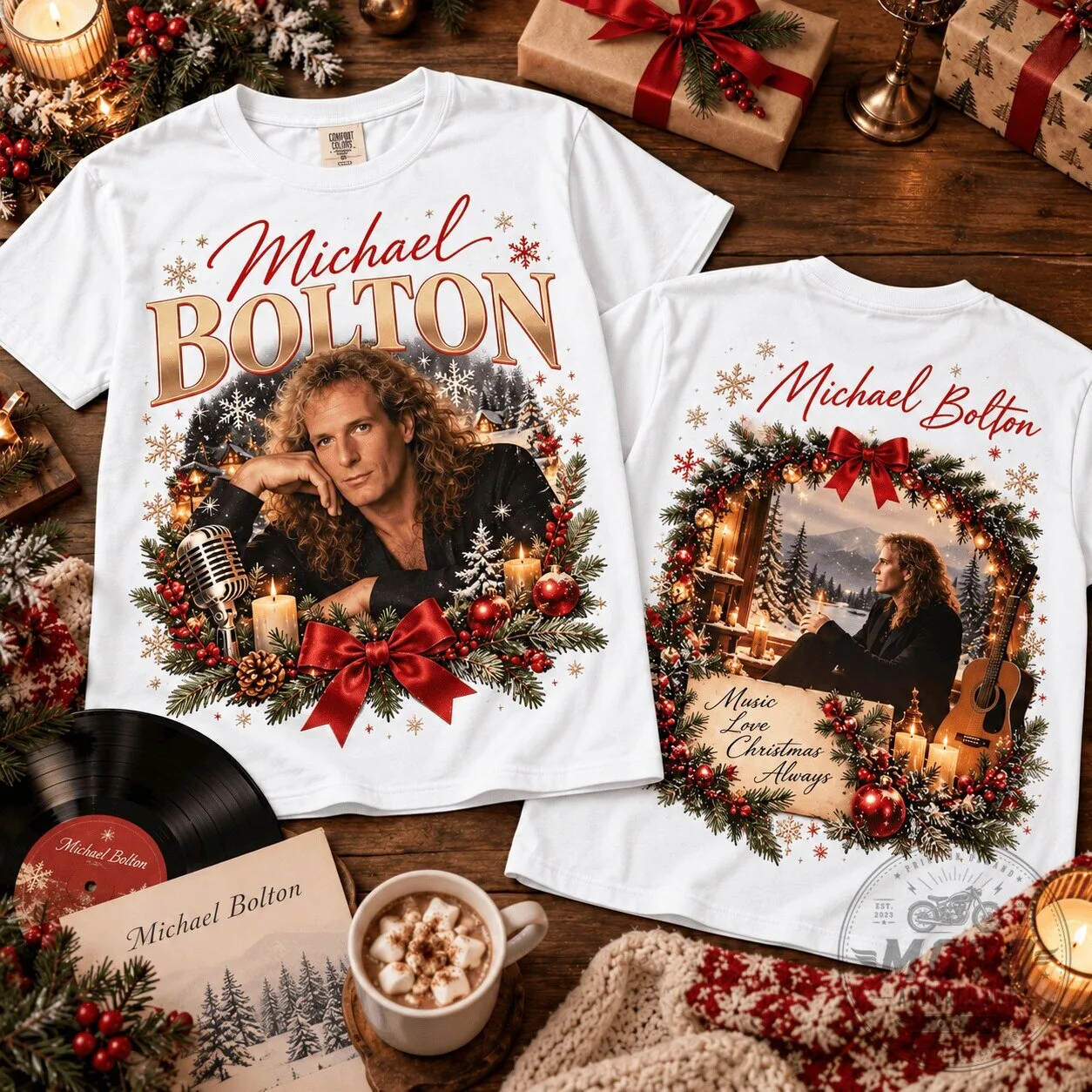 Christmas Love Wreath Graphic T-Shirt by Michael Bolton