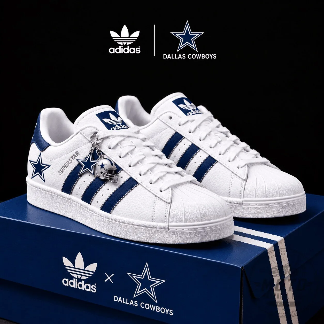 Dallas Cowboys Adidas Superstar White Low Top Sneakers