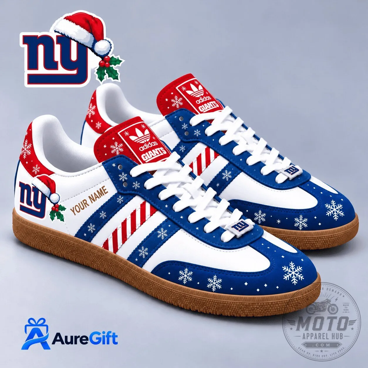 New York Giants Christmas Personalized Name Samba Shoes