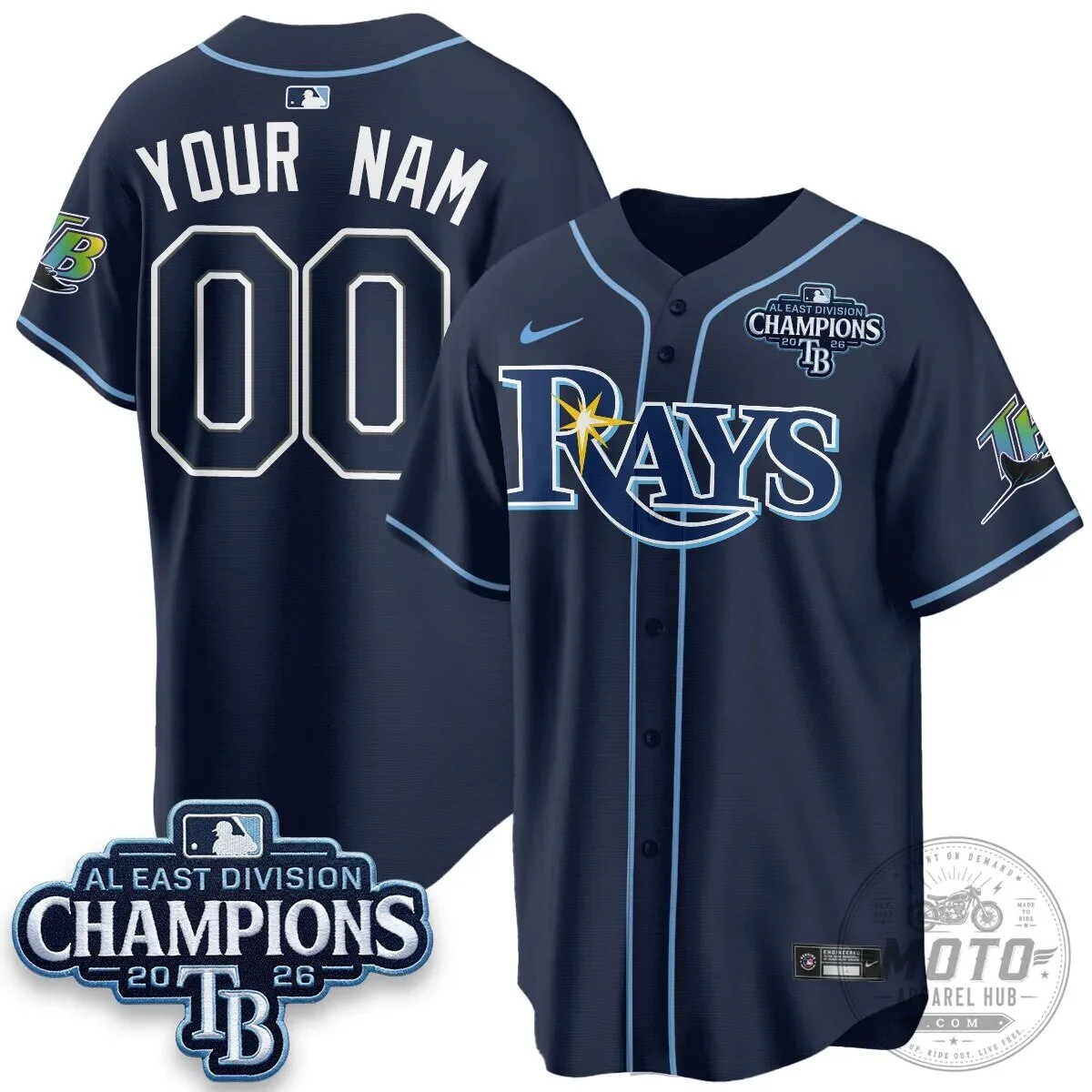 Custom Baseball Jersey for 2026 AL East Champions - Tampa Bay Rays 9 Custom Baseball Jersey for 2026 AL East Champions - Tampa Bay Rays