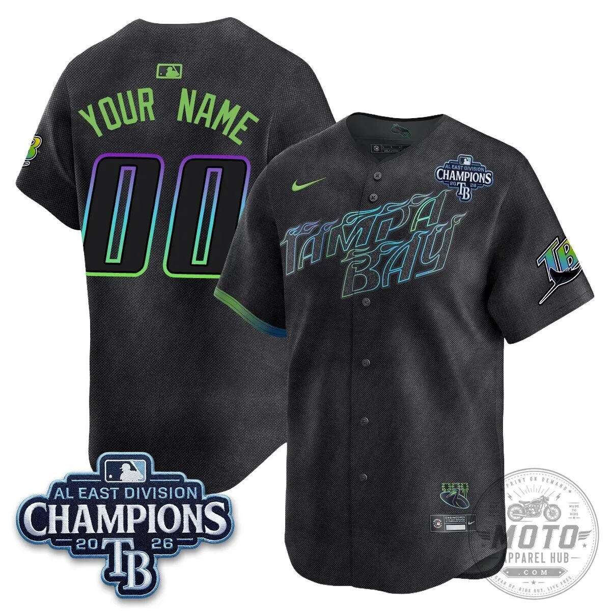 Custom Baseball Jersey for 2026 AL East Champions - Tampa Bay Rays 10 Custom Baseball Jersey for 2026 AL East Champions - Tampa Bay Rays