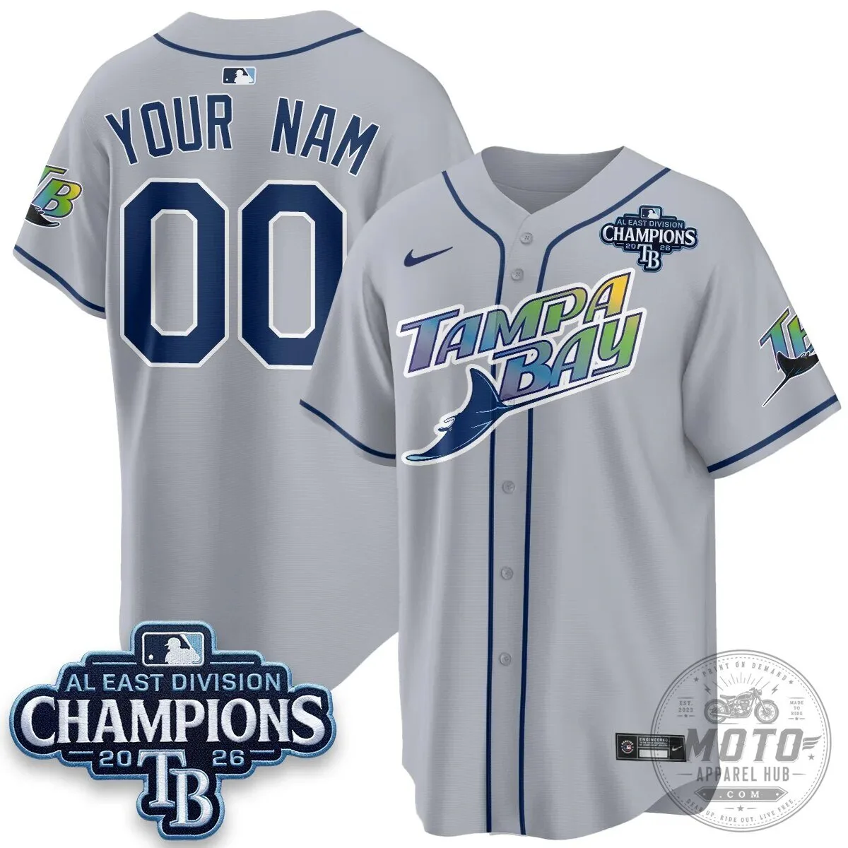 Custom Baseball Jersey for 2026 AL East Champions - Tampa Bay Rays 11 Custom Baseball Jersey for 2026 AL East Champions - Tampa Bay Rays