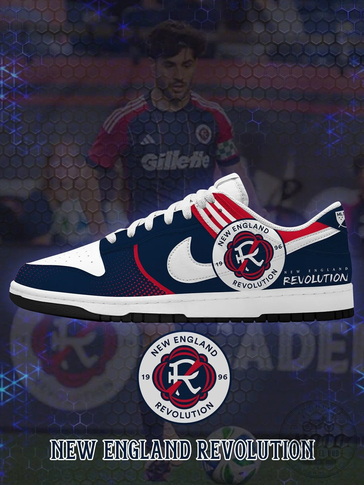 New England Revolution Soccer Team Custom Court Low Top Shoes