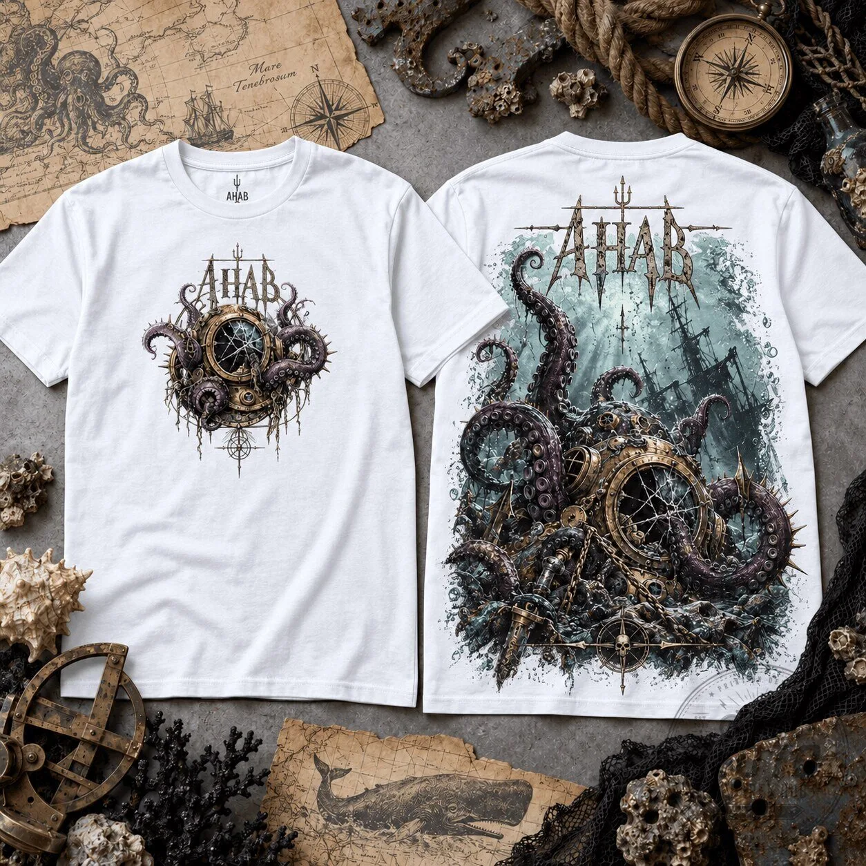 Dr Doom Shirt Ahab Deep Sea Kraken Antique Diving Helmet Ocean Gothic T-Shirt