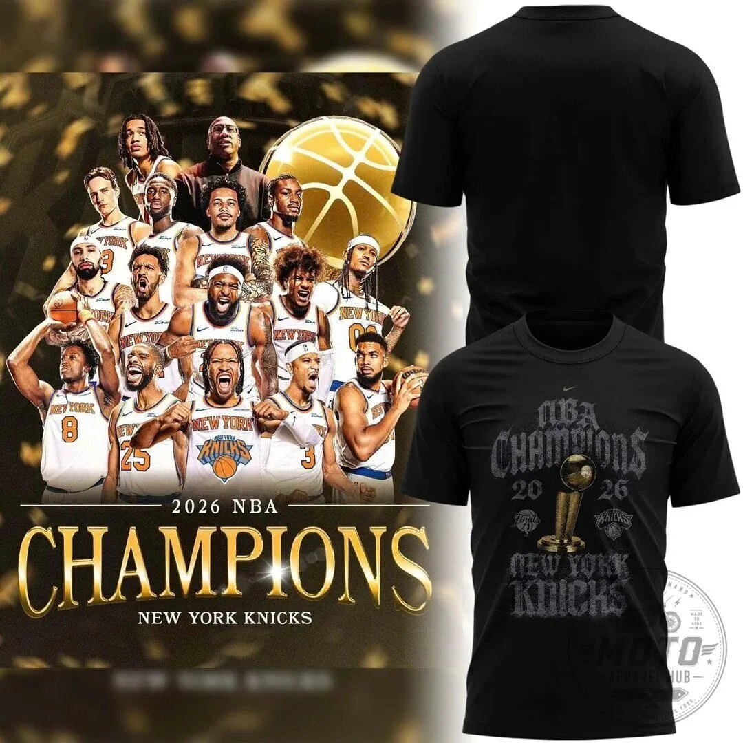 New York Knicks NBA Champions 2026 Basketball Team Black T-Shirt