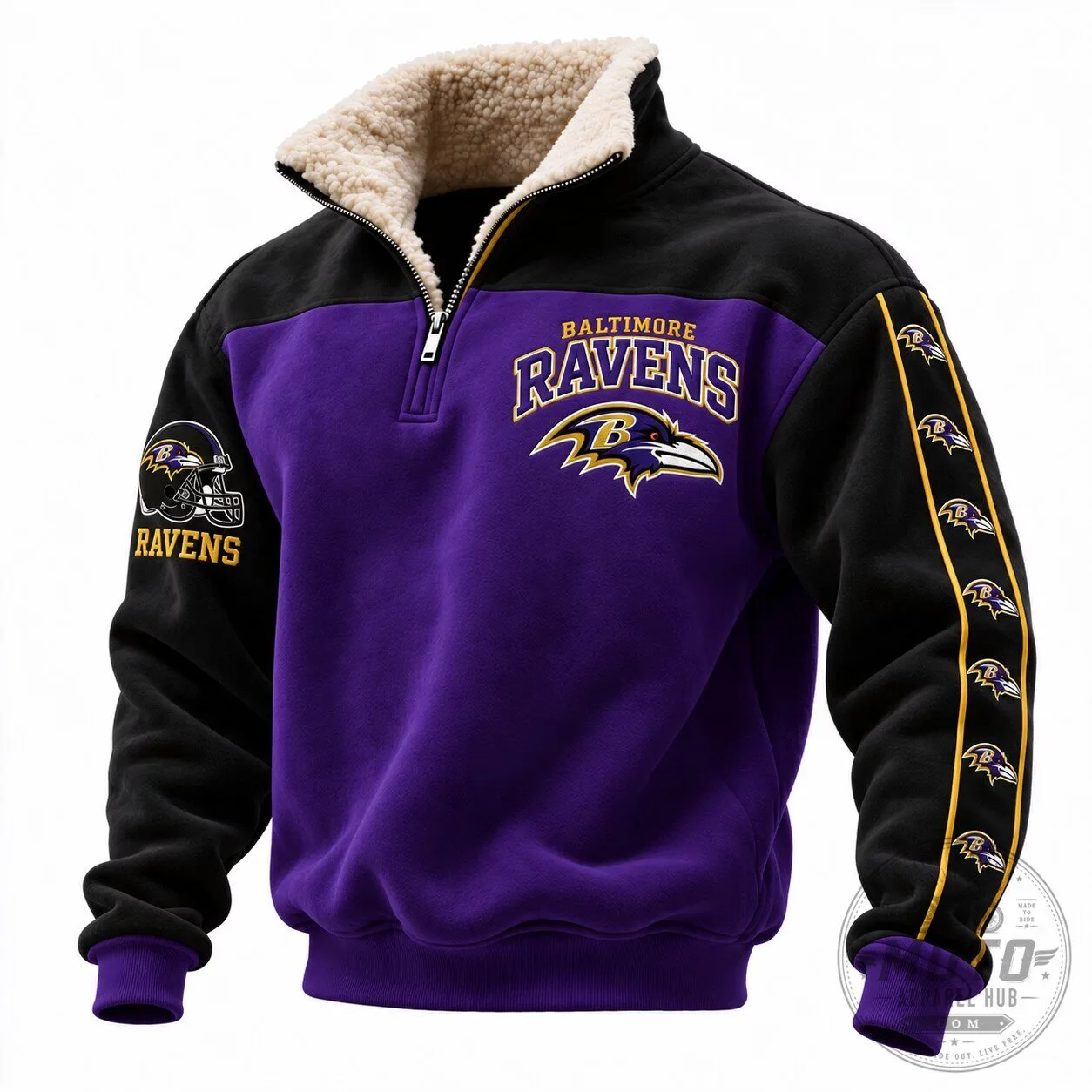 Baltimore Ravens NFL Football Team Quarter-Zip Fleece Sweatshirt for Men 3 Baltimore Ravens NFL Football Team Quarter-Zip Fleece Sweatshirt for Men