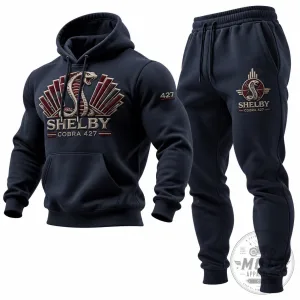 Shelby Cobra 427 Muscle Car Logo Navy Blue Hoodie for Men