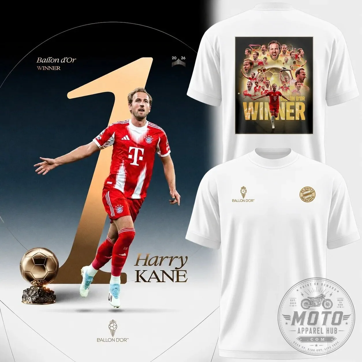 Harry Kane Ballon d’Or Winner 2026 Bayern Munich T-Shirt