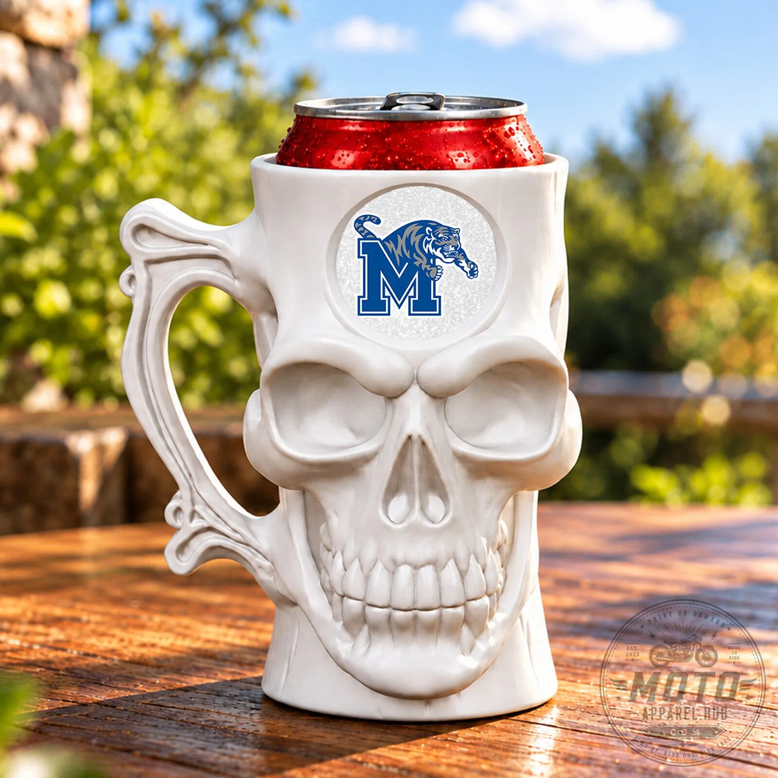 Memphis Tigers NCAA Skull Can Holder Mug for Beer and Soda