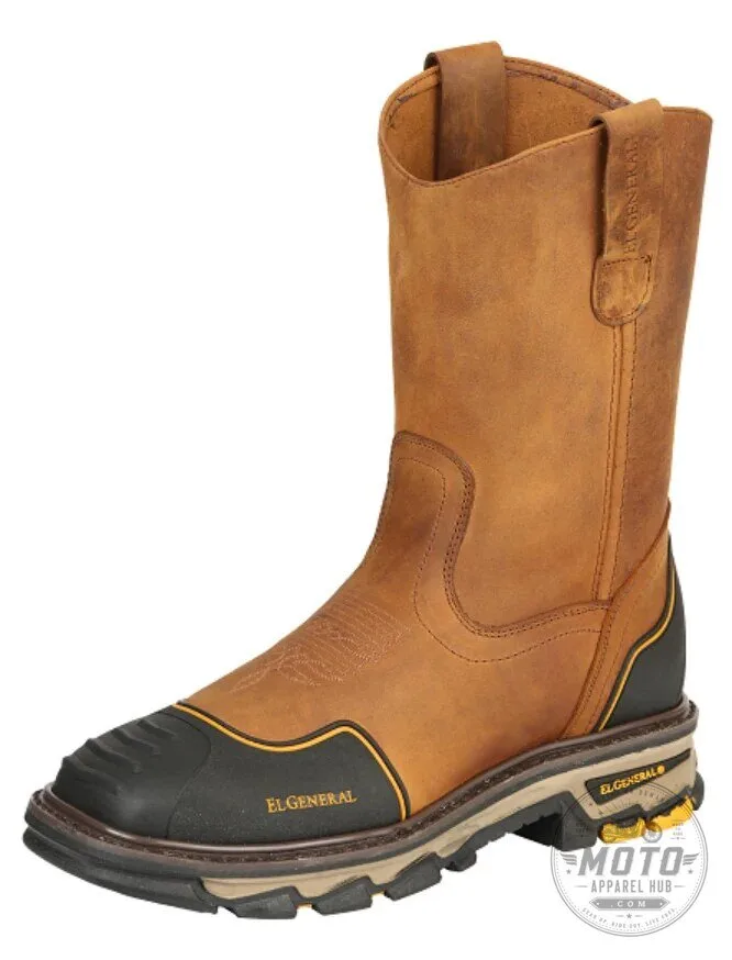 El General Men's Honey Brown Leather Soft Toe Work Boots