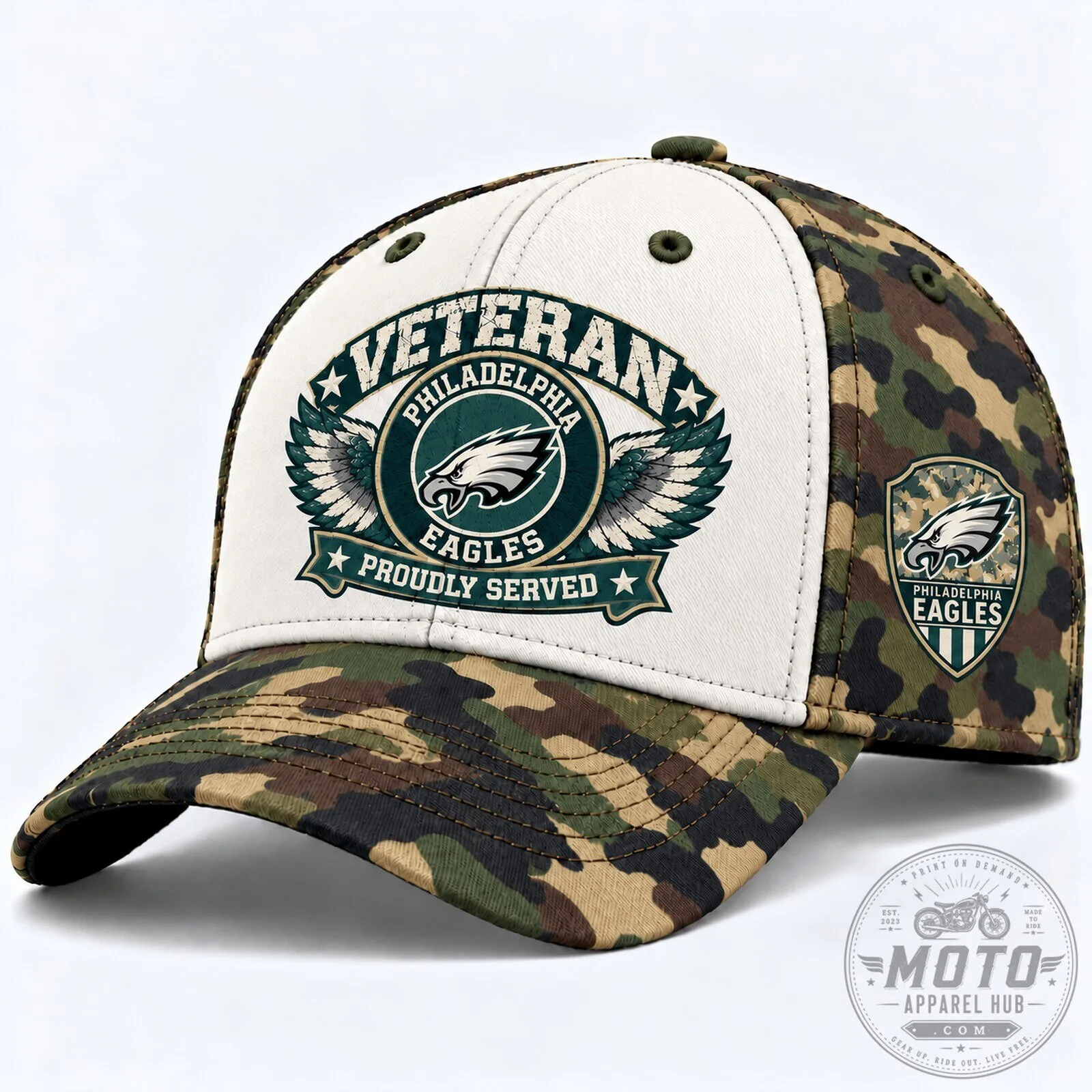 Philadelphia Eagles Veteran Proudly Served Camouflage Baseball Cap Hat