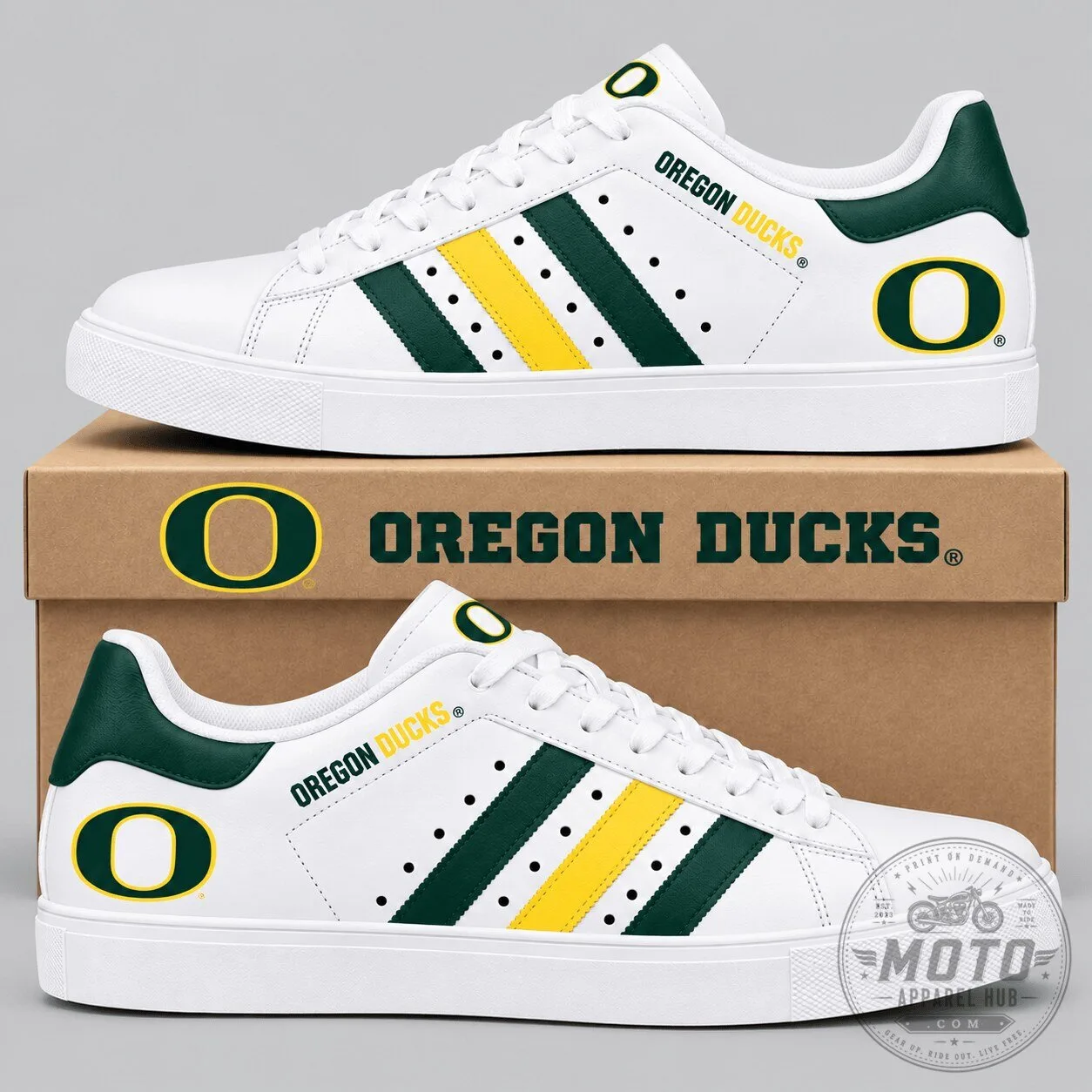 Oregon Ducks NCAA Stripe Low Top Sneakers