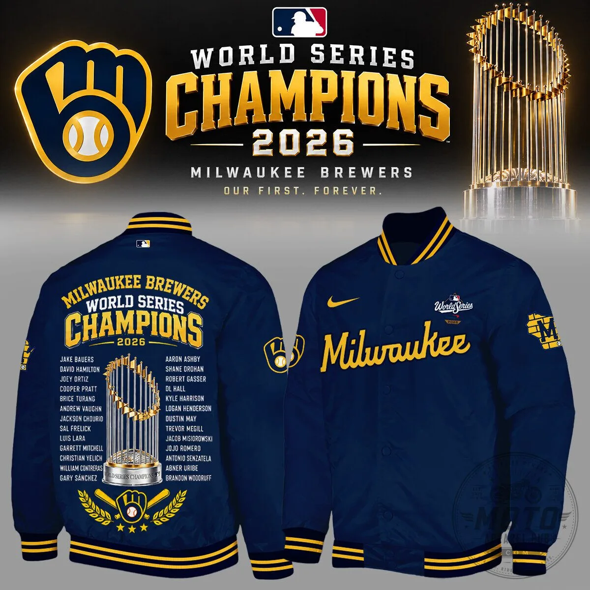 2026 World Series Champions Bomber Jacket - Milwaukee Brewers Baseball Gear 3 2026 World Series Champions Bomber Jacket - Milwaukee Brewers Baseball Gear